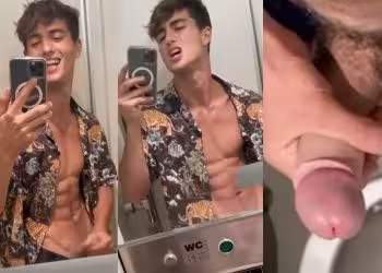 JustTheGays thumbnail for Young twink jerks off in the train bathroom - amateur gay porn from OnlyFans JustForFans GayForFans - 