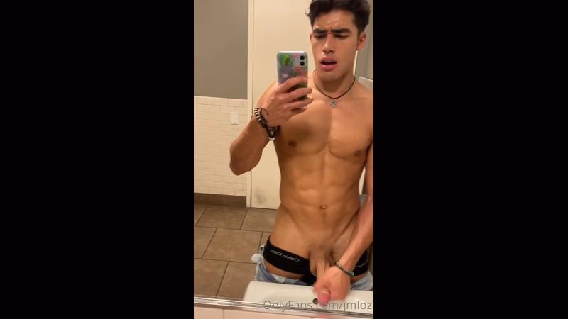 JustTheGays thumbnail for Quick solo jerk off in the bathroom – Josh Loz (jmloz) - amateur gay porn from OnlyFans JustForFans GayForFans - 