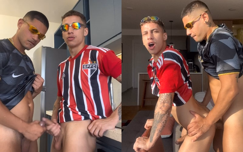 JustTheGays thumbnail for Leonardo Safra – fucking with our football jerseys still on - amateur gay porn from OnlyFans JustForFans GayForFans - 