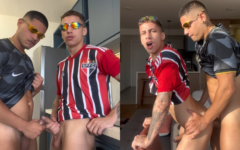 JustTheGays thumbnail for Leonardo Safra – fucking with our football jerseys still on - amateur gay porn from OnlyFans, MyVidster, GayForFans and more! - Anal, Latin
