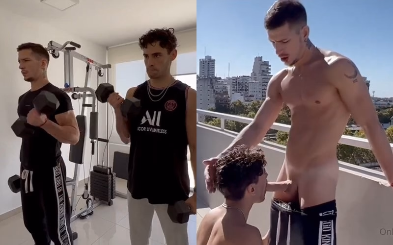 JustTheGays thumbnail for Salvadormtin – fucking after a workout - amateur gay porn from OnlyFans JustForFans GayForFans - 