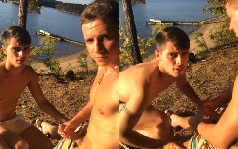 JustTheGays thumbnail for Ben Masters watches Ryan Macgregor jerk off by the lake – BenMastersxxx - amateur gay porn from OnlyFans JustForFans GayForFans - 