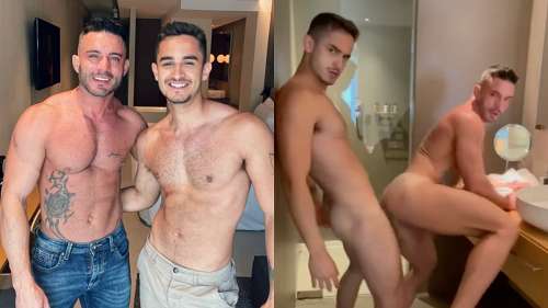 JustTheGays thumbnail for Igor Miller and Andy Star fuck in the bathroom –  Part 1 - amateur gay porn from OnlyFans, MyVidster, GayForFans and more! - Anal, Latin