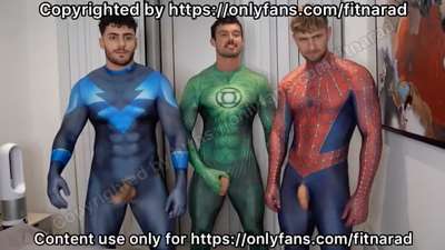 JustTheGays thumbnail for FitNarad, Josh Watson and Danny Soar jerk off in costume - amateur gay porn from OnlyFans, MyVidster, GayForFans and more! - Group, Jerk Off