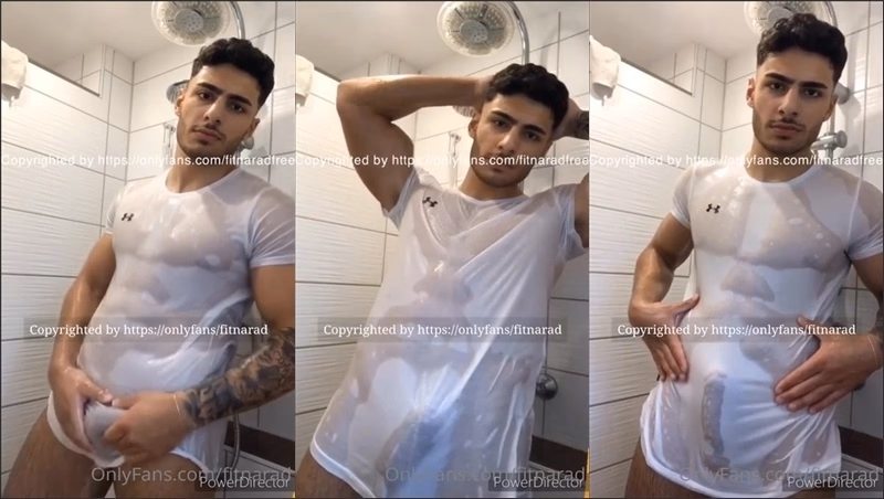 JustTheGays thumbnail for Fitnarad shows off in a wet shirt - amateur gay porn from OnlyFans JustForFans GayForFans - 