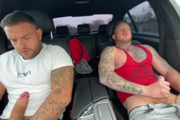 JustTheGays thumbnail for Andy Lee (AndyLeeXXX) and Big Liam (BigLiamXXX) jerk off together in the car - amateur gay porn from OnlyFans, MyVidster, GayForFans and more! - Jerk Off