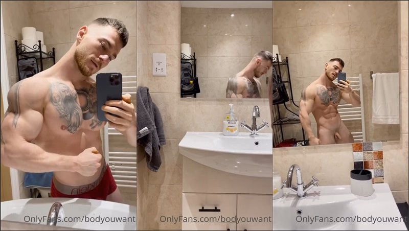 JustTheGays thumbnail for Bodyouwant shows off in the bathroom mirror - amateur gay porn from OnlyFans JustForFans GayForFans - 