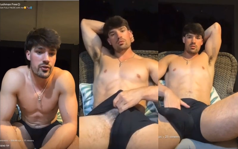 JustTheGays thumbnail for Cushman – feeling my hard cock live - amateur gay porn from OnlyFans JustForFans GayForFans - 