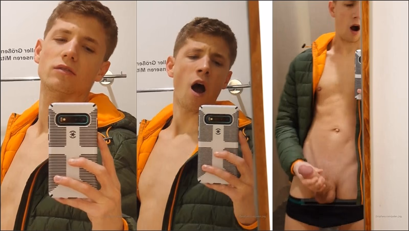 JustTheGays thumbnail for jaden_big jerks his big cock in a fitting room - amateur gay porn from OnlyFans JustForFans GayForFans - 