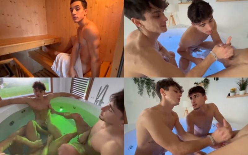 JustTheGays thumbnail for Samuele Cunto (sexysamu) and friends jerk off in the jacuzzi - amateur gay porn from OnlyFans JustForFans GayForFans - 