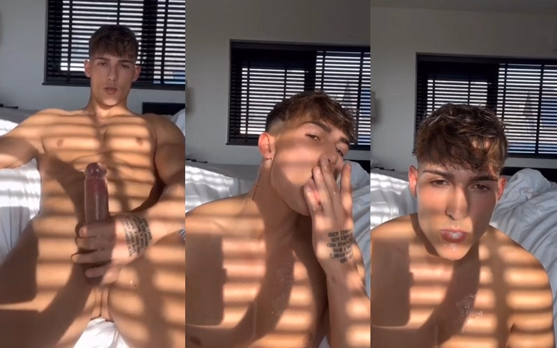 JustTheGays thumbnail for Levy Wilgen jerks off and licks his cums - amateur gay porn from OnlyFans JustForFans GayForFans - 