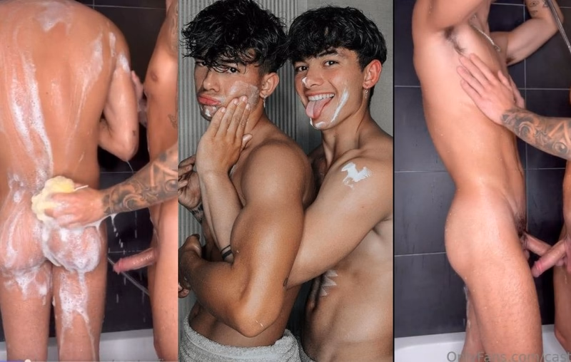 JustTheGays thumbnail for Twin brothers Castrofire jerk off in the shower together - amateur gay porn from OnlyFans JustForFans GayForFans - 