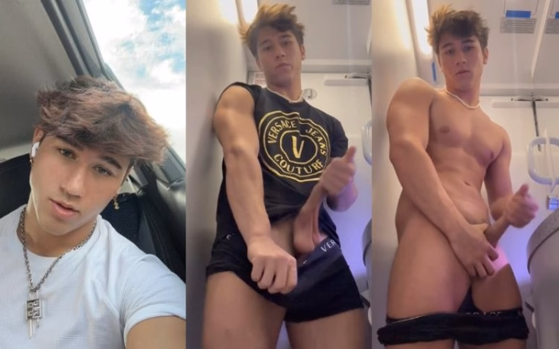 JustTheGays thumbnail for Ethan Wilson (ethan_w999) jerks off in the plane bathroom - amateur gay porn from OnlyFans JustForFans GayForFans - 