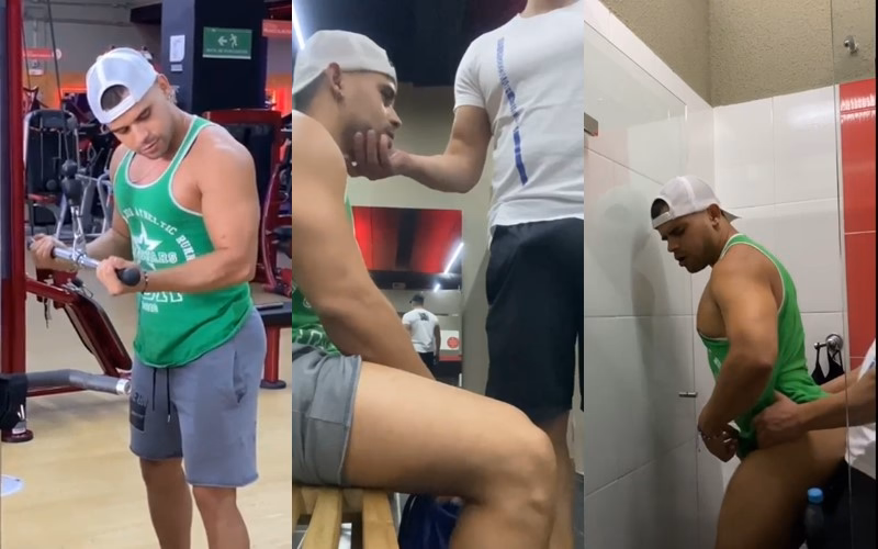 JustTheGays thumbnail for Fucking in the gym bathroom after a workout – romero19, romeroandzeus - amateur gay porn from OnlyFans JustForFans GayForFans - 