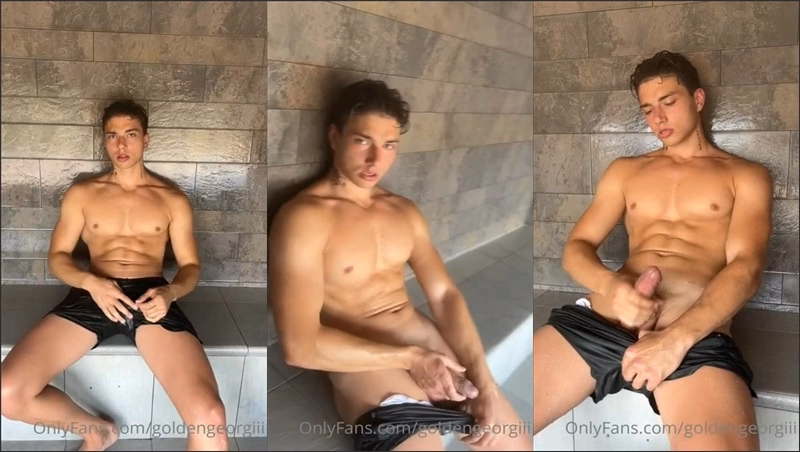 JustTheGays thumbnail for Golden Georgiii (Golden Georgiii) jerks in the sauna - amateur gay porn from OnlyFans JustForFans GayForFans - 