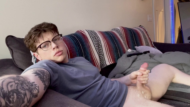 JustTheGays thumbnail for Jerking off hard and cumming – Cowboycarter99 - amateur gay porn from OnlyFans, MyVidster, GayForFans and more! -