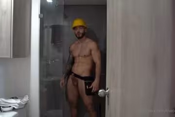 JustTheGays thumbnail for Jerking off in the shower – Builder role play – Oliver Colt (TheOliverColt) - amateur gay porn from OnlyFans JustForFans GayForFans - 