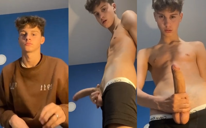 JustTheGays thumbnail for Twink Jackk_101 jerks his big cock and cums - amateur gay porn from OnlyFans JustForFans GayForFans - 
