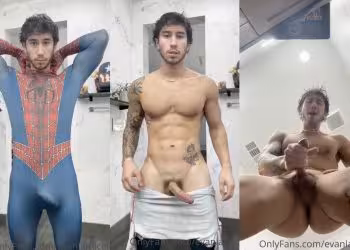 JustTheGays thumbnail for Evan Lamicella jerks off and cums in his spiderman costume - amateur gay porn from OnlyFans JustForFans GayForFans - Jerk Off, Solo