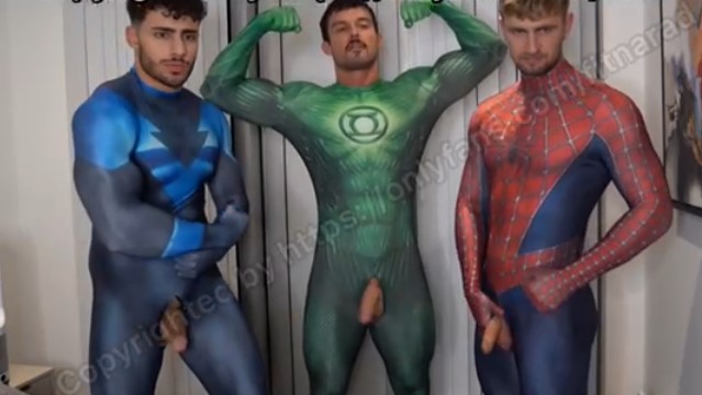 OnlyGays thumbnail for FitNard, MrMuscle, and DaanMr jerk off while in costumes - amateur gay porn from OnlyFans, MyVidster, GayForFans and more! - 
