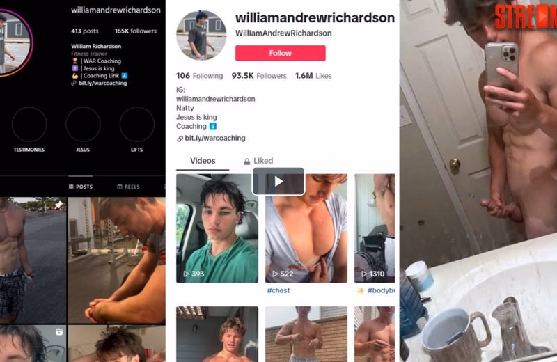 JustTheGays thumbnail for Fitness influencer William Richardson – leaked jerk video - amateur gay porn from OnlyFans JustForFans GayForFans - 
