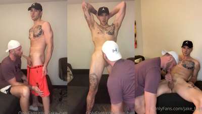 JustTheGays thumbnail for Gunnar Joseph swallows Jake Hart’s 10 inch dick - amateur gay porn from OnlyFans, MyVidster, GayForFans and more! - Oral