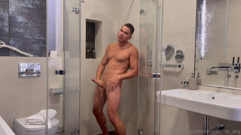 JustTheGays thumbnail for Jerking off hard in the shower till I shoot a big load – Mike DeVille (mikedeville_org) - amateur gay porn from OnlyFans JustForFans GayForFans - 
