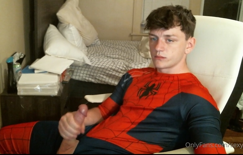 JustTheGays thumbnail for sexylax69 – Jerking off and cumming in a Spiderman suit - amateur gay porn from OnlyFans, MyVidster, GayForFans and more! - Jerk Off, Solo, Young & Twink
