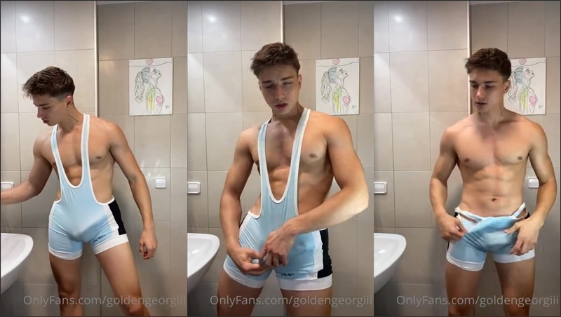 JustTheGays thumbnail for goldengeorgiii shows off his cock in a wrestling singlet - amateur gay porn from OnlyFans, MyVidster, GayForFans and more! - Solo, Young & Twink