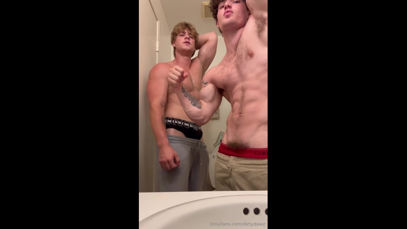 JustTheGays thumbnail for Flexing my muscles with a mate while talking dirty – DirtyDawz - amateur gay porn from OnlyFans, MyVidster, GayForFans and more! - Muscle, Solo