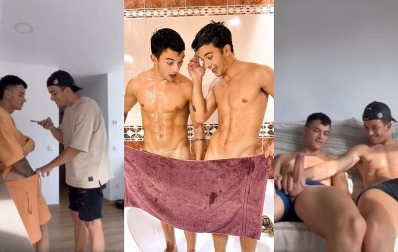 JustTheGays thumbnail for Twinscastrofree jerk together and shower after - amateur gay porn from OnlyFans JustForFans GayForFans - 