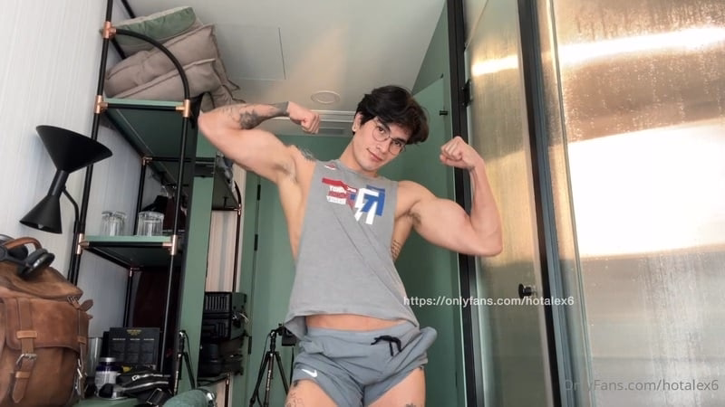 JustTheGays thumbnail for Alejandro Pino (hotalex6) – Jerking off and shooting a big load over my abs - amateur gay porn from OnlyFans JustForFans GayForFans - 
