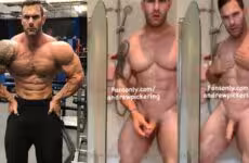 JustTheGays thumbnail for Bodybuilder Andrew Pickering naked in shower - amateur gay porn from OnlyFans JustForFans GayForFans - 