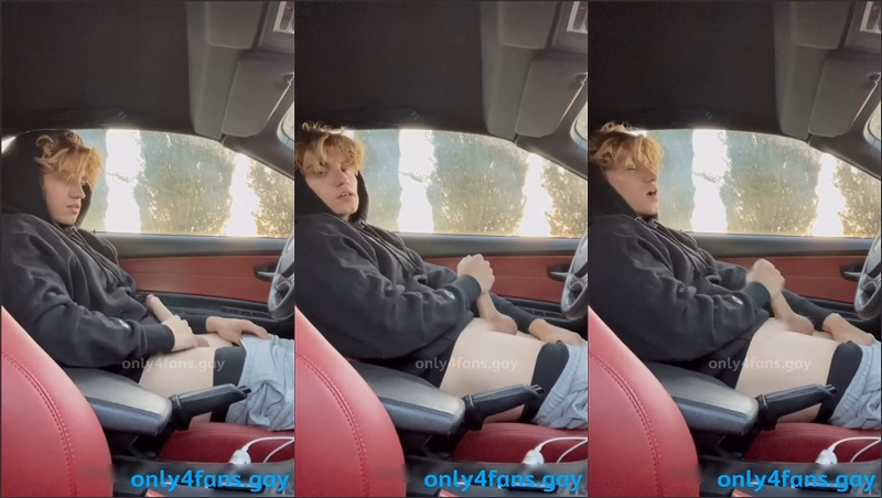 JustTheGays thumbnail for Valentin (valsplace) – Jerking off in the car - amateur gay porn from OnlyFans JustForFans GayForFans - 