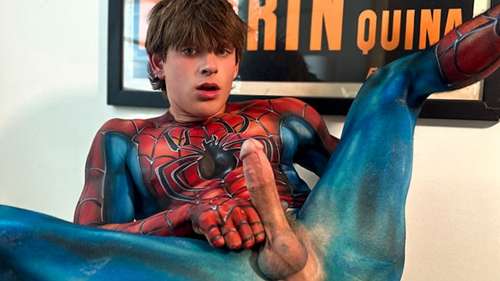 JustTheGays thumbnail for Reno Gold jerks off in a Spiderman costume - amateur gay porn from OnlyFans, MyVidster, GayForFans and more! - 