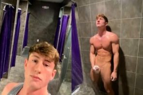 JustTheGays thumbnail for Troy jerks off in the gym shower – brandtsboys - amateur gay porn from OnlyFans, MyVidster, GayForFans and more! - 