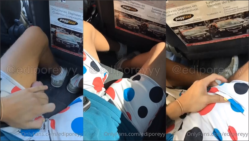 JustTheGays thumbnail for ediporeyy takes out his cock in the back of a taxi - amateur gay porn from OnlyFans JustForFans GayForFans - 