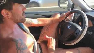 JustTheGays thumbnail for Jerking off while driving for Uber – Chris Damned - amateur gay porn from OnlyFans, MyVidster, GayForFans and more! - 