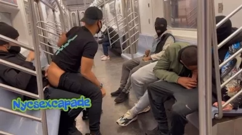 JustTheGays thumbnail for NycSexcapade – Party on the train 3 - amateur gay porn from OnlyFans JustForFans GayForFans - 