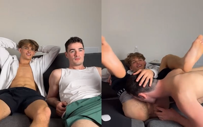 JustTheGays thumbnail for Twink jerks and fools around with a friend live - amateur gay porn from OnlyFans JustForFans GayForFans - 