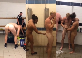JustTheGays thumbnail for Fooling around in the locker room - amateur gay porn from OnlyFans, MyVidster, GayForFans and more! - Group