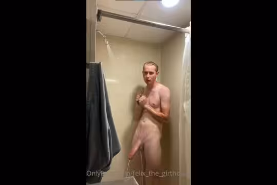JustTheGays thumbnail for Having a shower and jerking my huge cock till I cum Felix Hayes felix_the_girthquake - amateur gay porn from OnlyFans JustForFans GayForFans - 