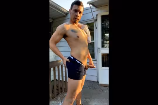 JustTheGays thumbnail for Jerking off outside and cumming on my shirt gregscake - amateur gay porn from OnlyFans JustForFans GayForFans - 