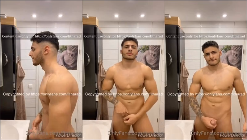 JustTheGays thumbnail for Fitnarad – showing off my hard cock in the bathroom - amateur gay porn from OnlyFans JustForFans GayForFans - 