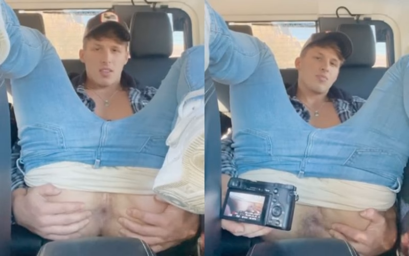 JustTheGays thumbnail for Thezacattack shows off his ass in the back seat of the car - amateur gay porn from OnlyFans JustForFans GayForFans - 