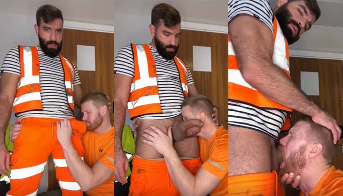 JustTheGays thumbnail for Face fucking a colleague in the breakroom - amateur gay porn from OnlyFans, MyVidster, GayForFans and more! - 