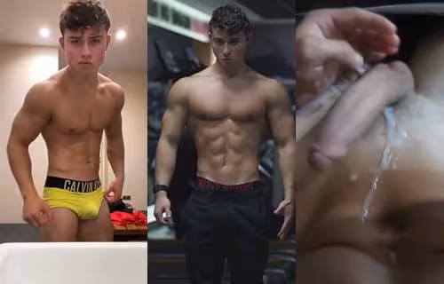 JustTheGays thumbnail for Young bodybuilder masturbation video - amateur gay porn from OnlyFans JustForFans GayForFans - 