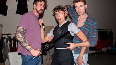 JustTheGays thumbnail for Evan Jordie, Jack Valor and Caden Dior - hot group sex role play session - amateur gay porn from OnlyFans, MyVidster, GayForFans and more! - Anal