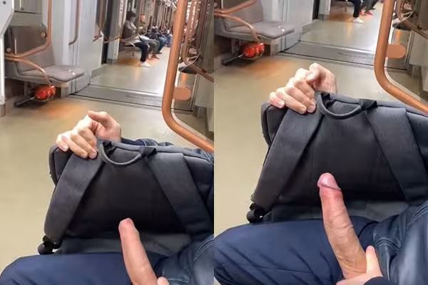 JustTheGays thumbnail for Jerking on the metro - amateur gay porn from OnlyFans JustForFans GayForFans - 