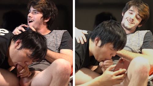 JustTheGays thumbnail for Qisenh – a blowjob while gaming - amateur gay porn from OnlyFans, MyVidster, GayForFans and more! - Oral